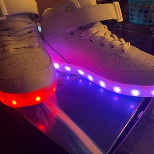 LED Rechargeable Light-Up High-Top Sneakers in White